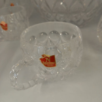 Nachtmann 24%  Crystal Punch Bowl Set inc. 6 Cups - Heavy - 12" x 8.5"