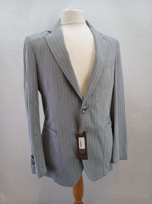 Florentino Light Grey Striped Casual Unlined Cotton Jacket New with Tag - 40R