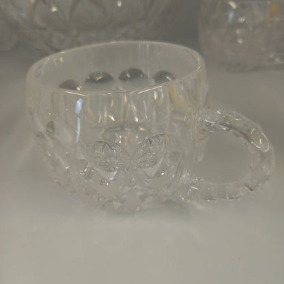 Nachtmann 24%  Crystal Punch Bowl Set inc. 6 Cups - Heavy - 12" x 8.5"