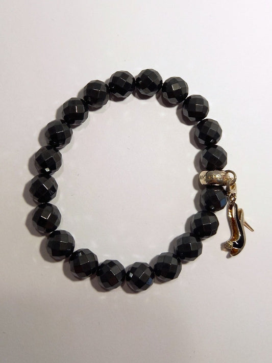 Thomas Sabo Charm Bracelet, Grey Faceted Hematite Beaded with High Heel Stiletto