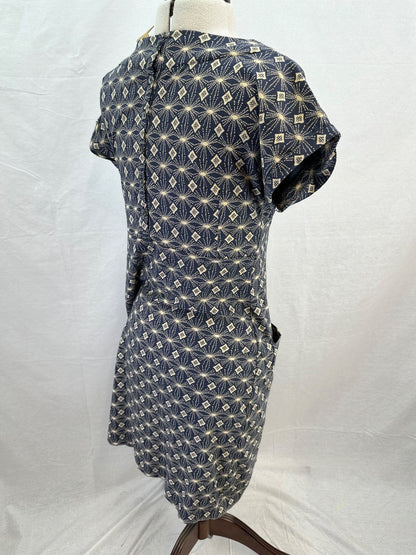 Weird Fish Navy White Cotton Jersey Dress Size 10 BNWT