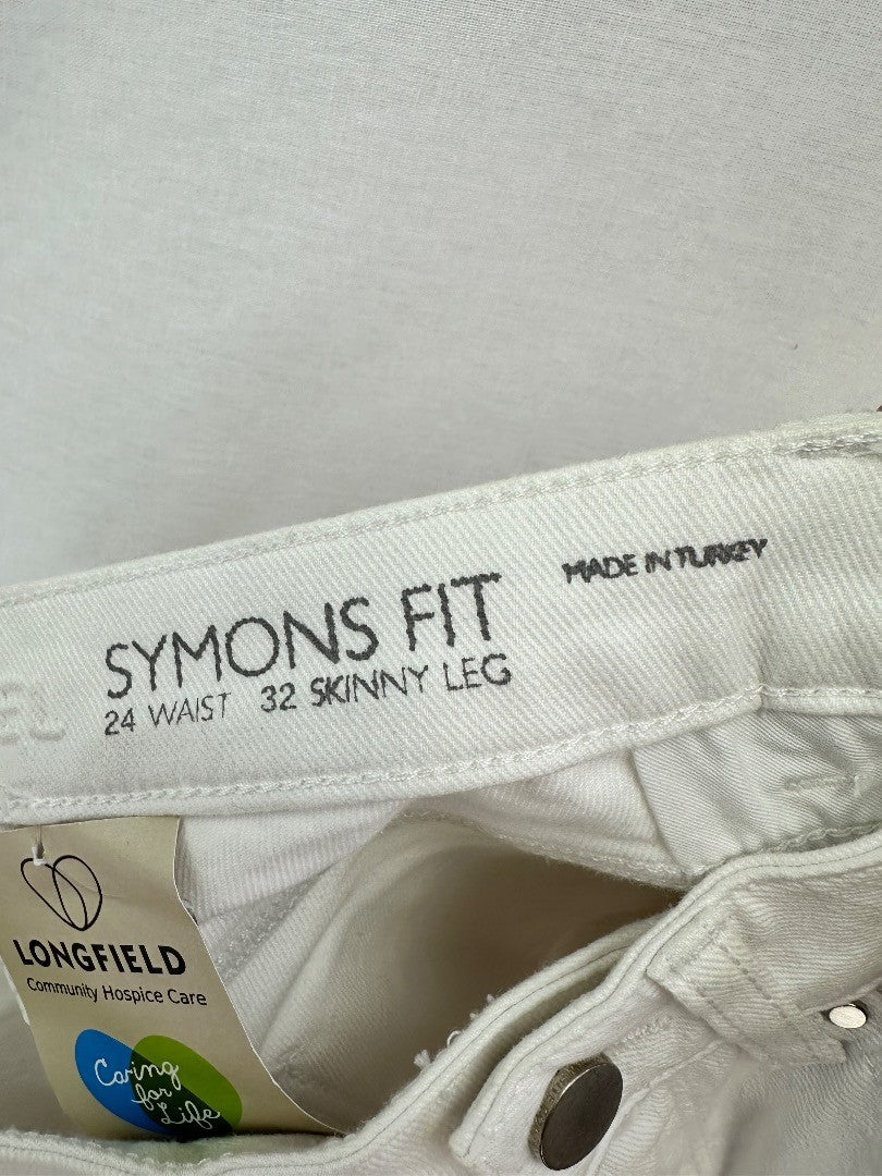 White Label Symons Fit White Jeans Size 6 24W 32L skinny leg VGC