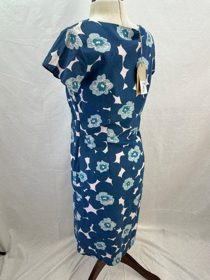 Lily & Me Blue White Floral Linen Mix Dress Size 10 BNWT