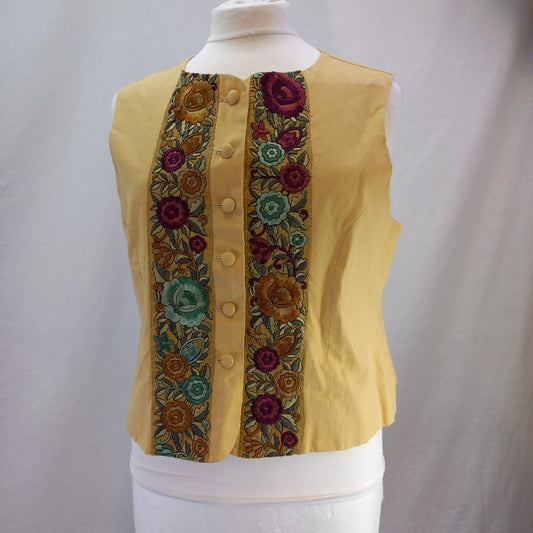 Pakeman Catto & Carter Women's Embroidered Vintage Linen Waistcoat - UK Size 16