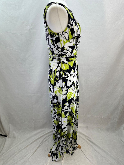 Gina Bacconi Stretchy Long Range Dress Green Black White Size 16 BNWT