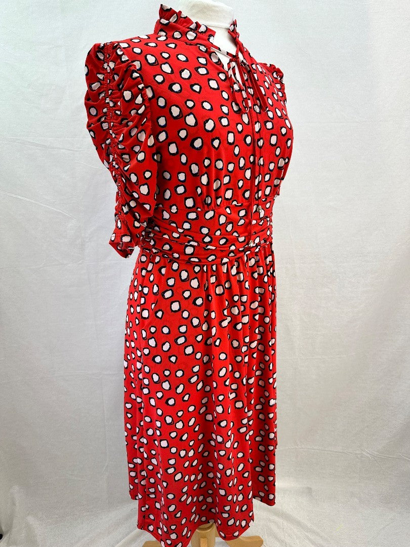 Jolie Moi Red Spotty Stretchy Dress Size 16 BNWT