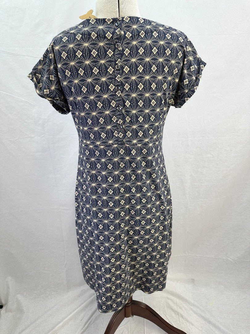 Weird Fish Navy White Cotton Jersey Dress Size 10 BNWT