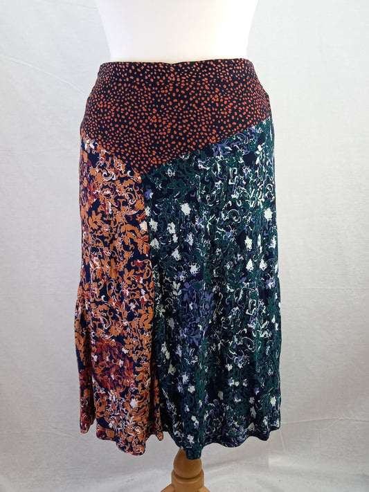 Mistral Orange/Green Floral Mix and Match Multi Patterned Skirt New w Tag - UK12