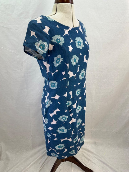 Lily & Me Blue White Floral Linen Mix Dress Size 10 BNWT