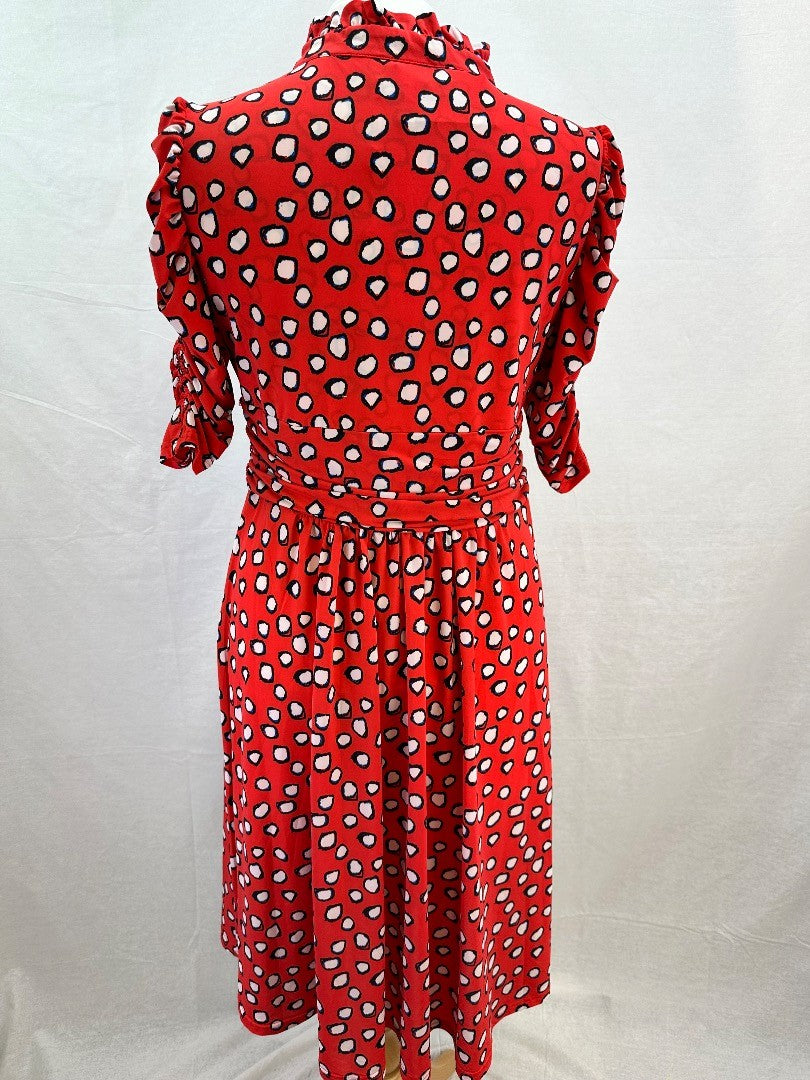 Jolie Moi Red Spotty Stretchy Dress Size 16 BNWT