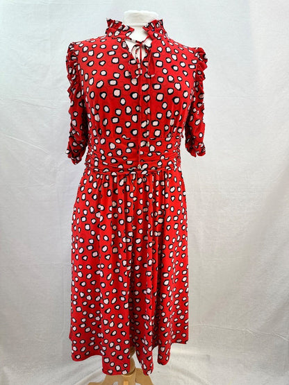 Jolie Moi Red Spotty Stretchy Dress Size 16 BNWT