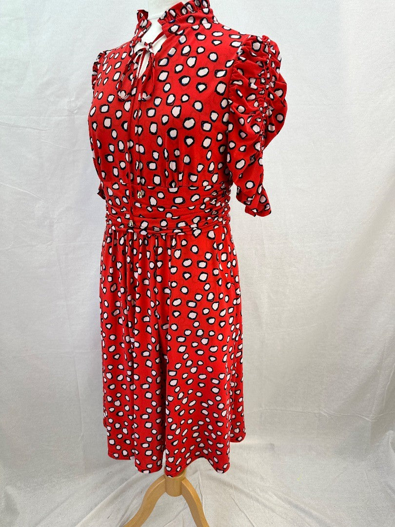 Jolie Moi Red Spotty Stretchy Dress Size 16 BNWT