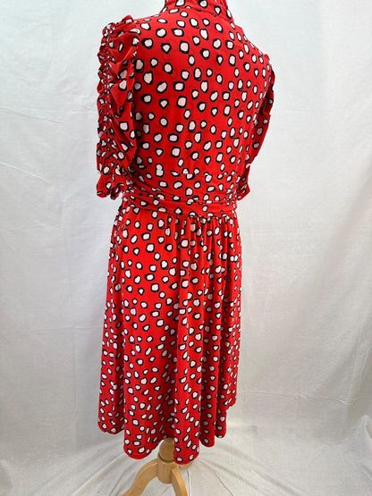 Jolie Moi Red Spotty Stretchy Dress Size 16 BNWT