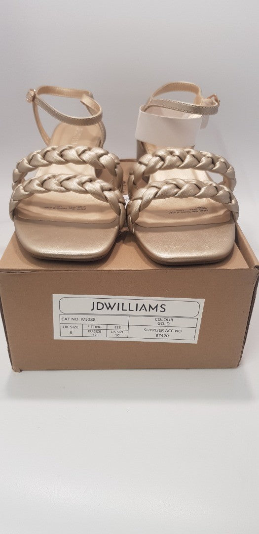 JD Williams Gold High Heel Sandals Size 8EEE Brand New