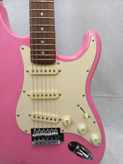 BlueRock Pink 6 String Electric Guitar Right Handed with Soft Case & Lead