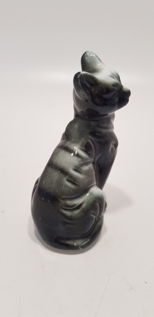 Porcelain Green/Jade Coloured Sitting Cat  3" Tall  VGC