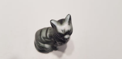 Porcelain Green/Jade Coloured Sitting Cat  3" Tall  VGC