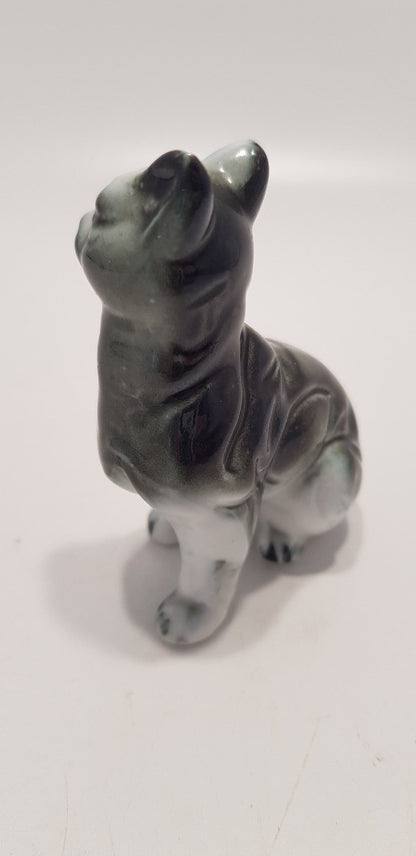 Porcelain Green/Jade Coloured Sitting Cat  3" Tall  VGC