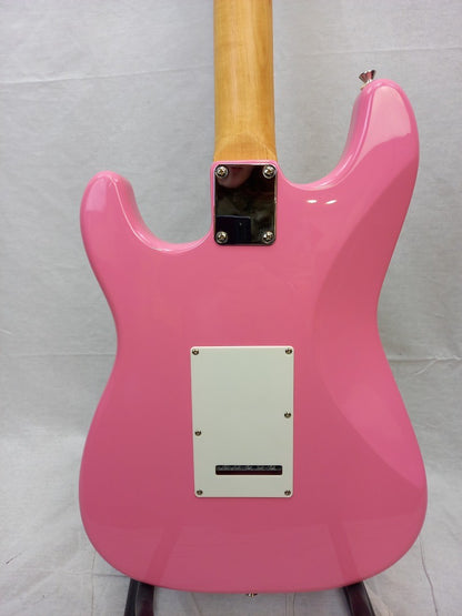 BlueRock Pink 6 String Electric Guitar Right Handed with Soft Case & Lead