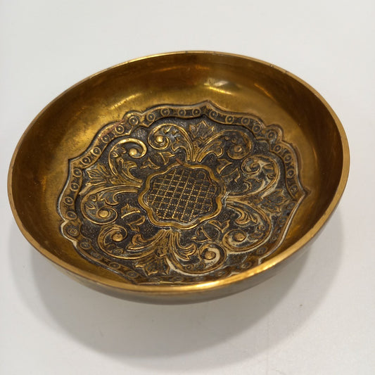 Tibetan Small Solid Brass Bowl -Trinket - 4"