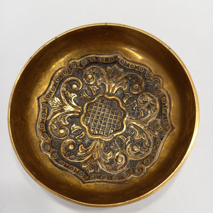 Tibetan Small Solid Brass Bowl -Trinket - 4"