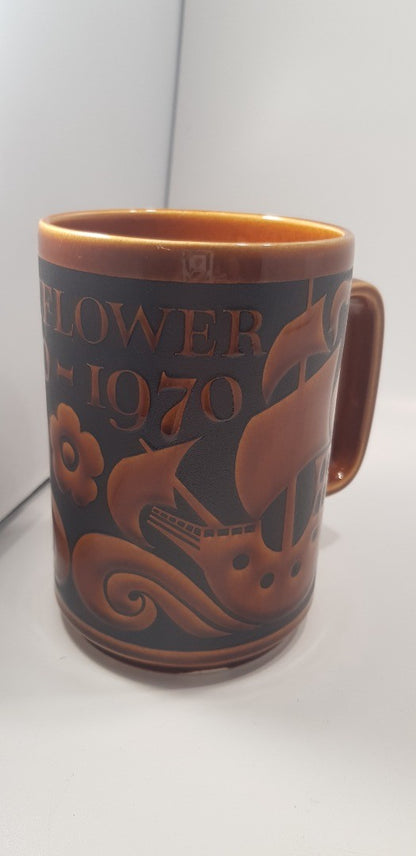 Hornsea John Clappison Mug Mayflower 1970 Brown & Black Vintage Excellent Condition