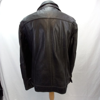 Superdry Leather Jacket - Men's - Brown -  Superdry Size 2XL (M/L)