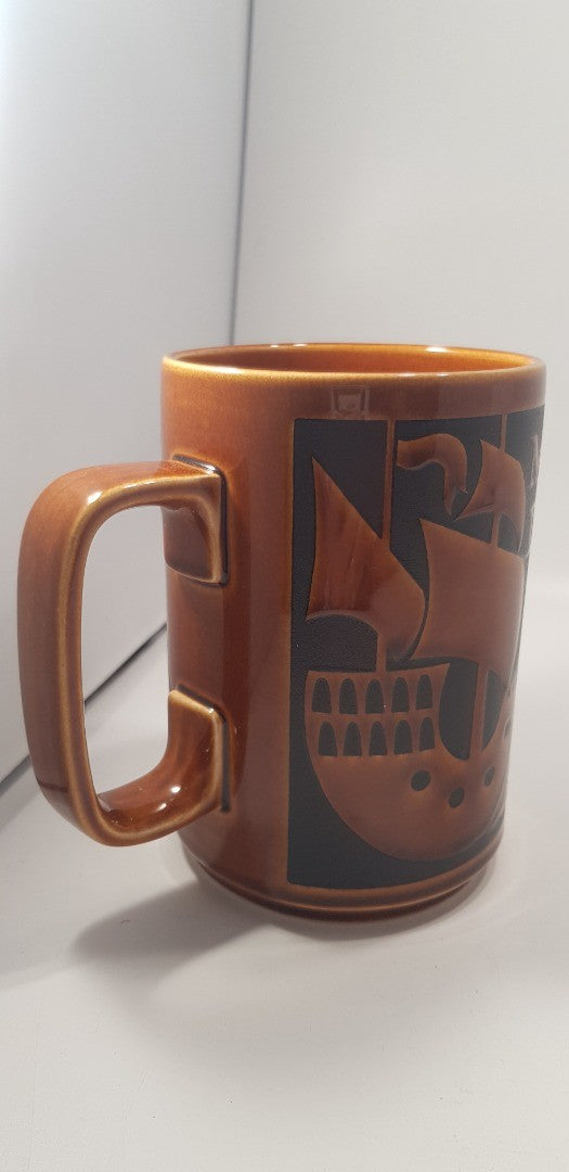 Hornsea John Clappison Mug Mayflower 1970 Brown & Black Vintage Excellent Condition