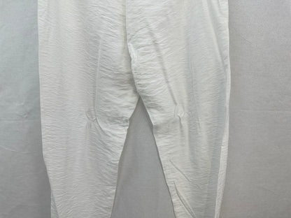 Elenza Cropped White Satin Tapered Trousers Pearl Buttons Size S BNWT