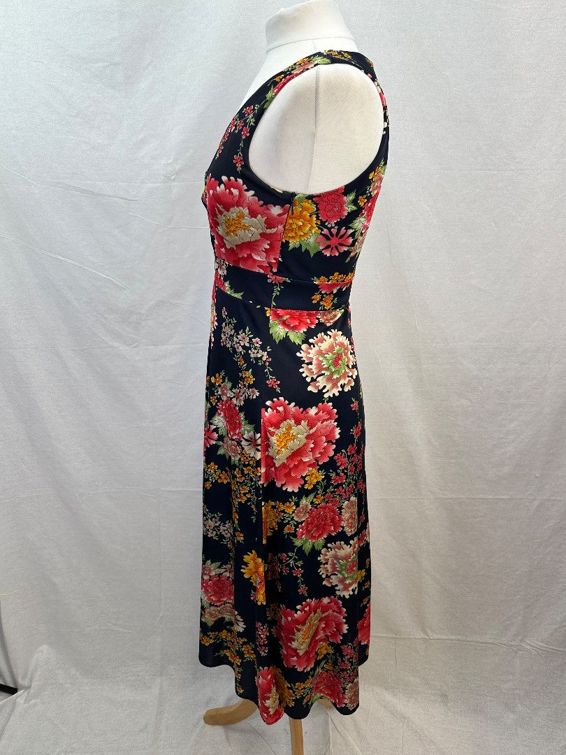 Fever Stretchy Satin Bright Summer Dress Size 12 Excellent Condition