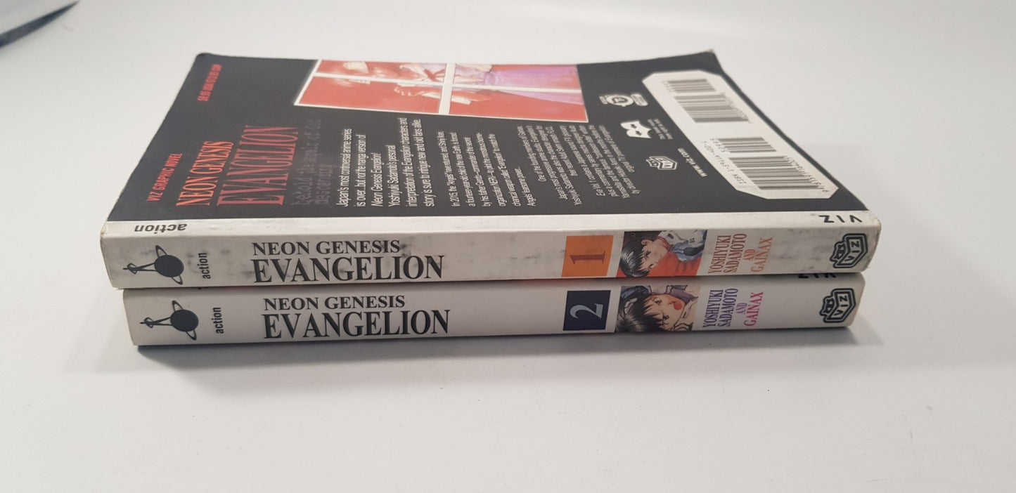 Neon Genesis Evangelion by Yoshiyuki Sadamoto Volumes 1-2 Graphic Novel Excellent Condition