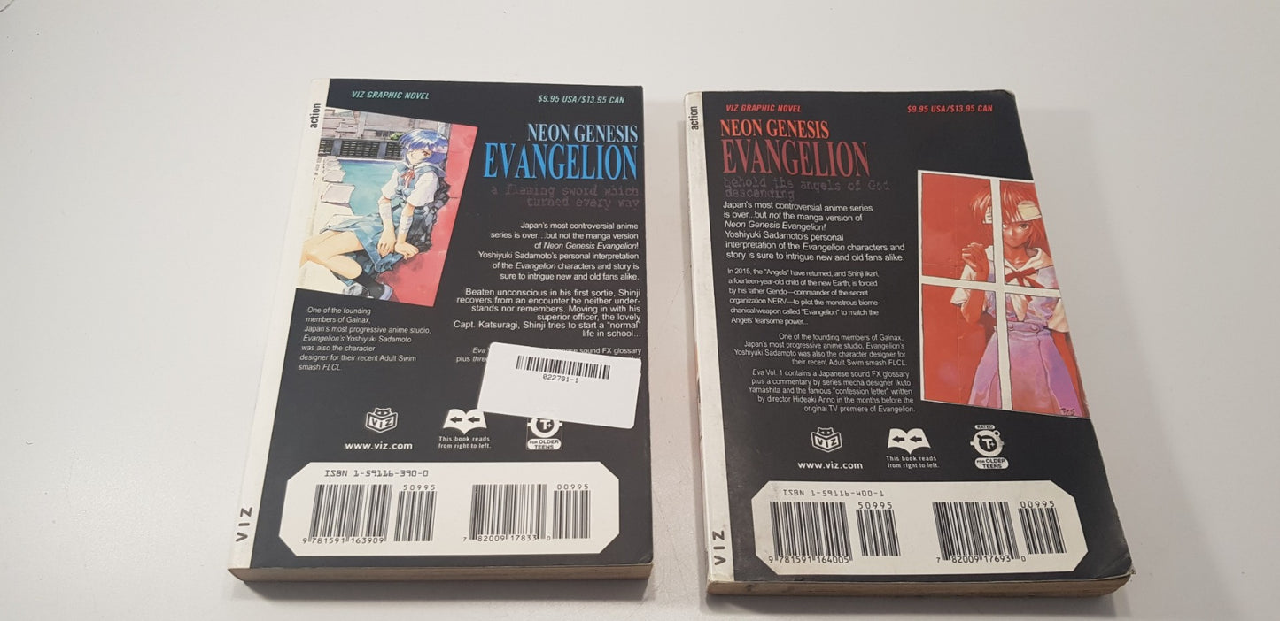 Neon Genesis Evangelion by Yoshiyuki Sadamoto Volumes 1-2 Graphic Novel Excellent Condition