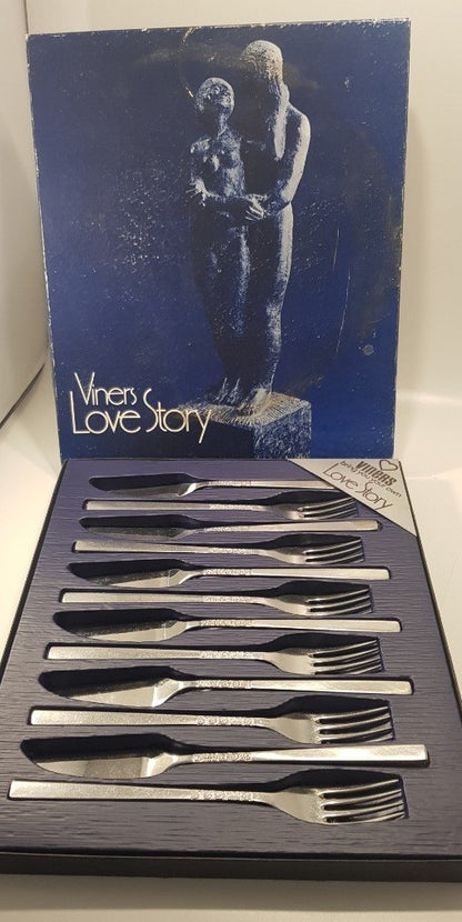 Viners Love Story 12 Piece Stainless Fish Slice & Fork Set Daisy Design BNIB