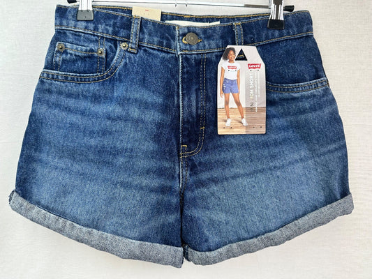 Levis Blue Denim Mini Mom Shorts Size 14A BNWT