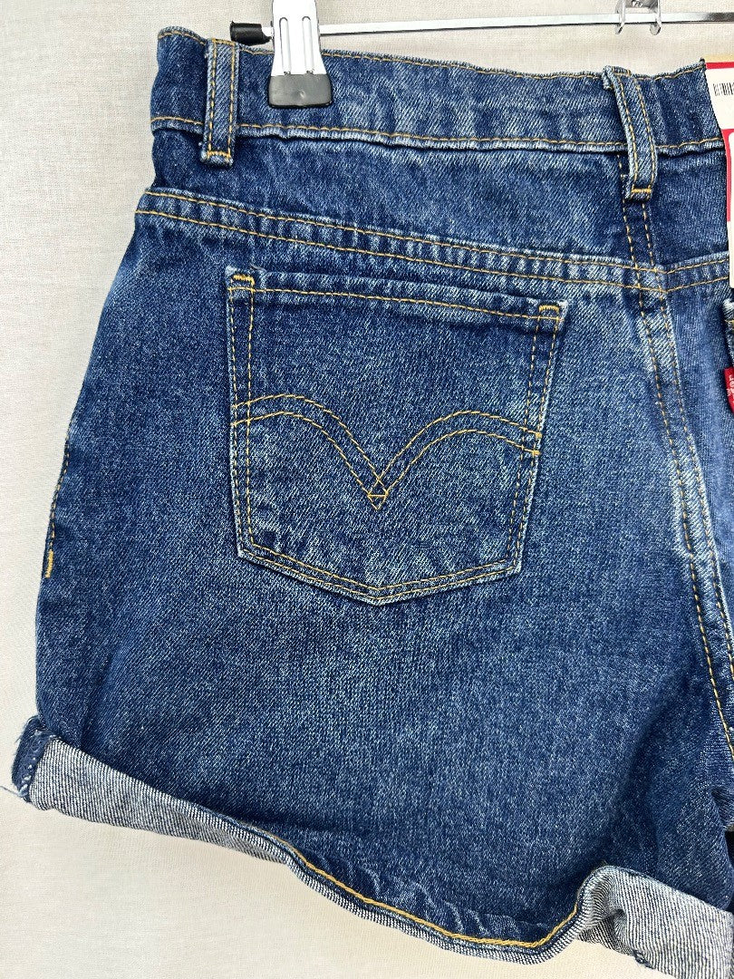 Levis Blue Denim Mini Mom Shorts Size 14A BNWT