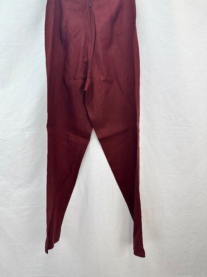 Jigsaw Burgundy Linen Trousers Size 10 VGC