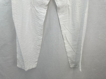 Elenza Cropped White Satin Tapered Trousers Pearl Buttons Size S BNWT