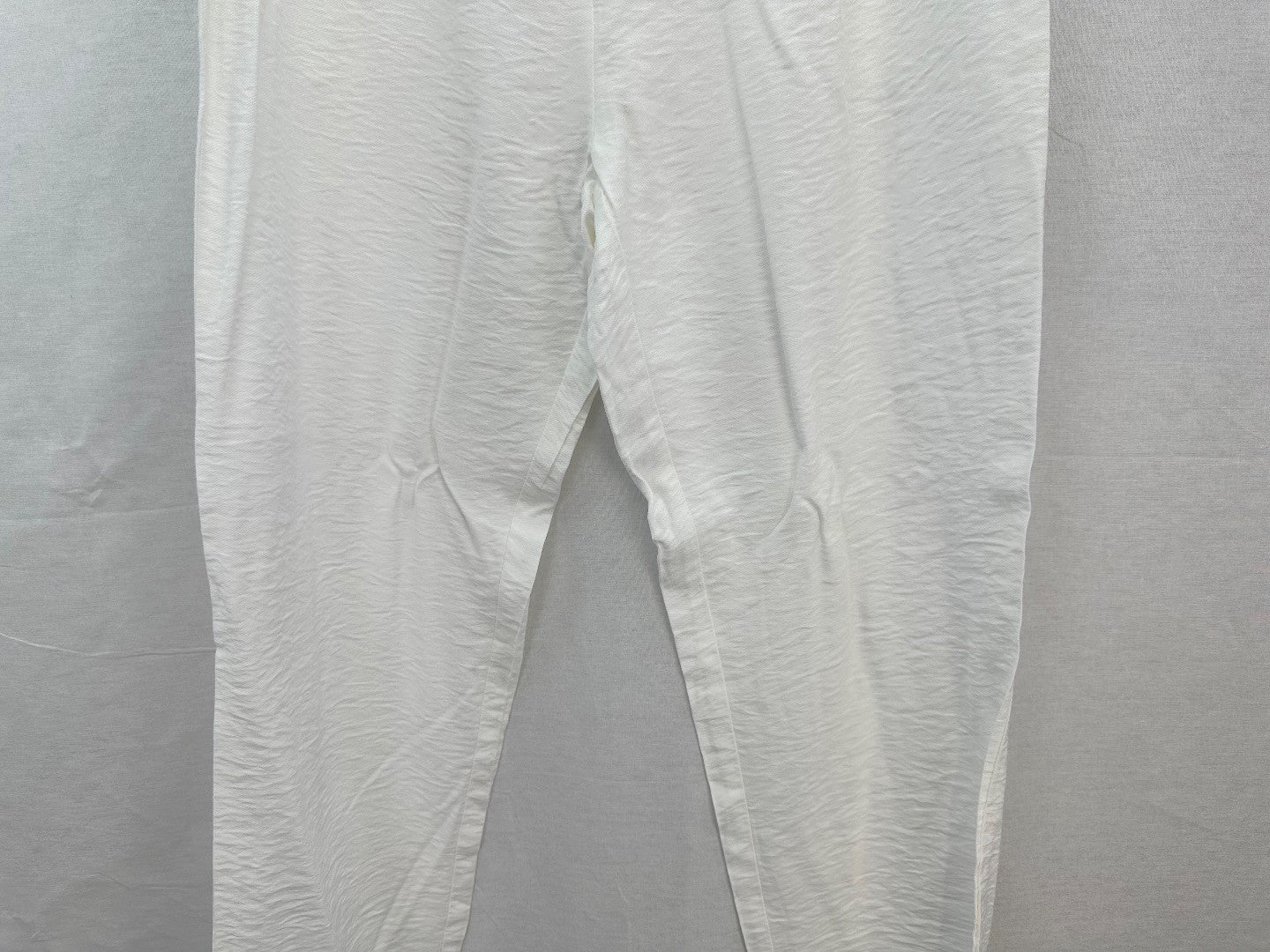 Elenza Cropped White Satin Tapered Trousers Pearl Buttons Size S BNWT