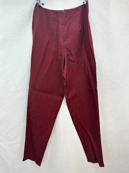 Jigsaw Burgundy Linen Trousers Size 10 VGC