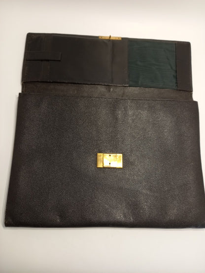 Folder Leather Vintage Document, Black Rectangular Holder Organiser Underarm