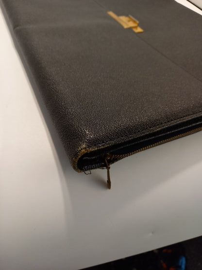 Folder Leather Vintage Document, Black Rectangular Holder Organiser Underarm