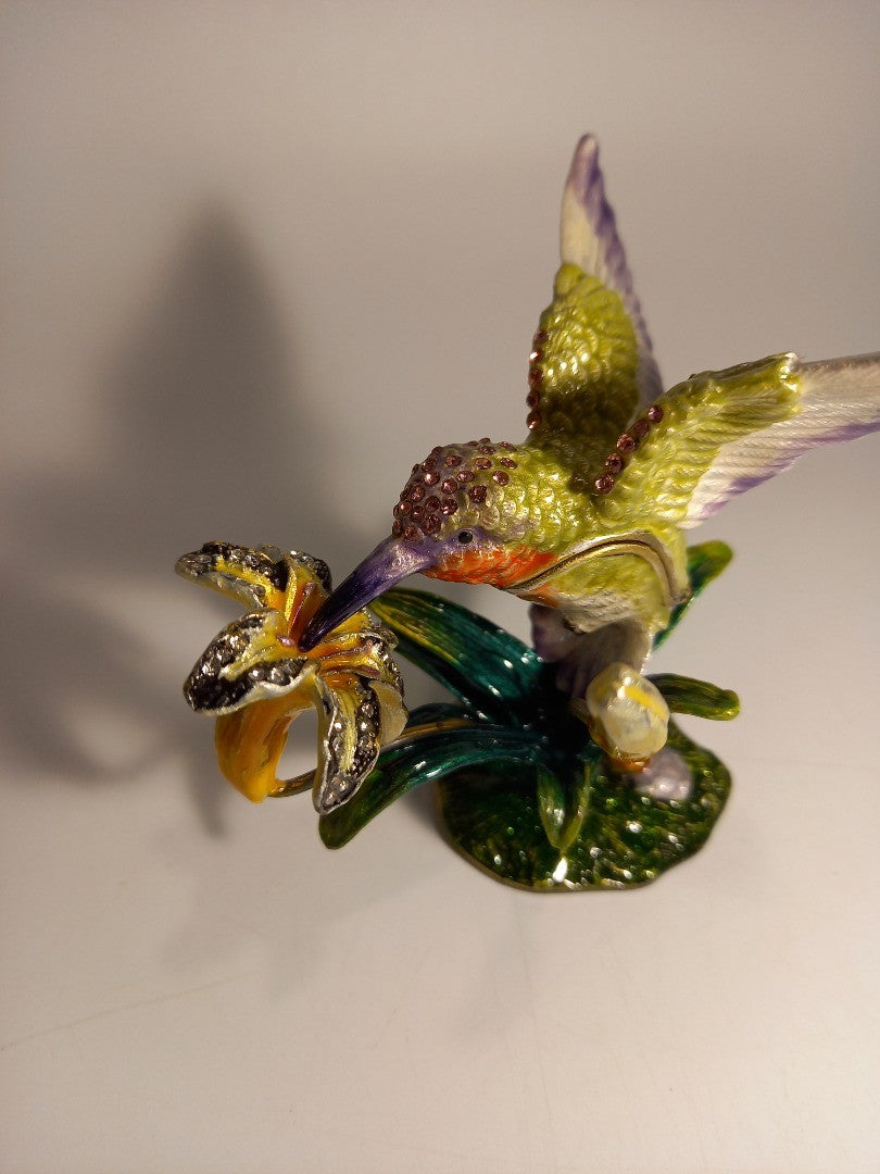 Juliana Treasured Trinkets Hummingbird, Enamel and Diamante Bird Figurine Box