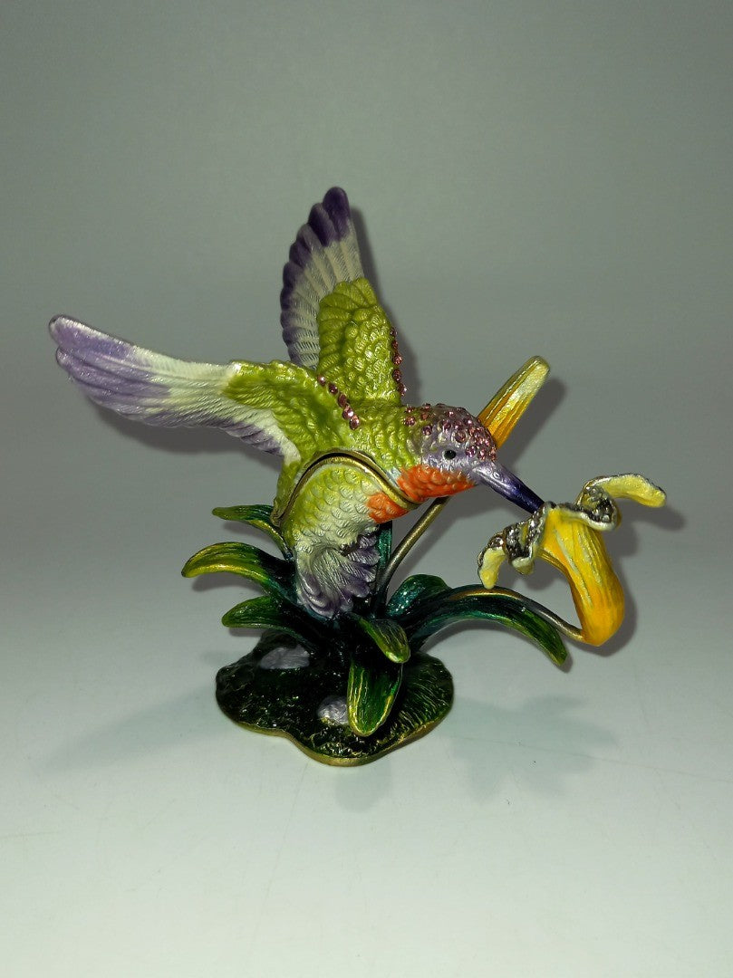 Juliana Treasured Trinkets Hummingbird, Enamel and Diamante Bird Figurine Box