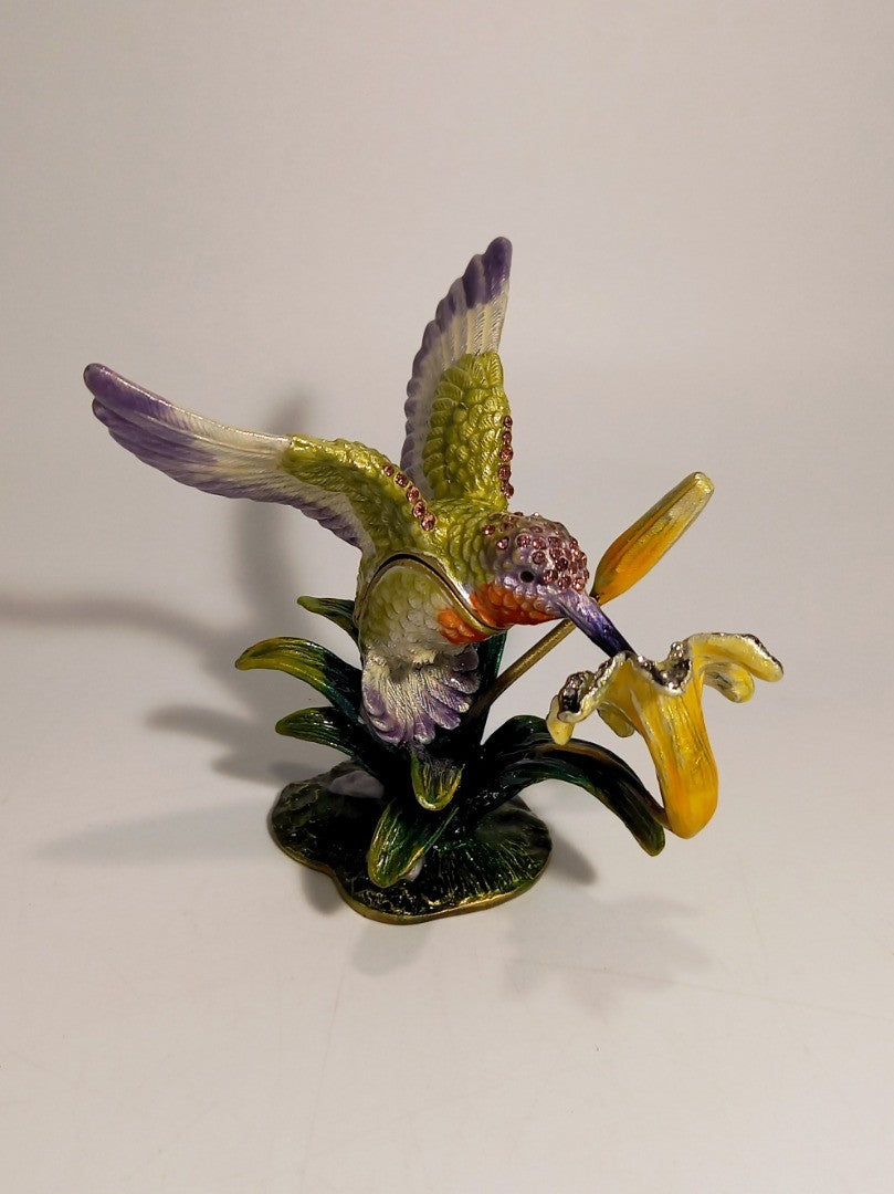 Juliana Treasured Trinkets Hummingbird, Enamel and Diamante Bird Figurine Box