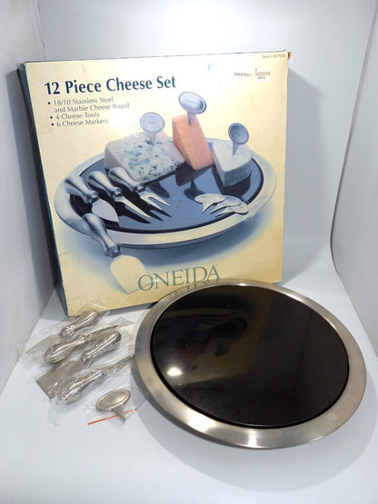 Oneida Cheese Board Set, 12-Piece Marble and Stainless Steel Serveware