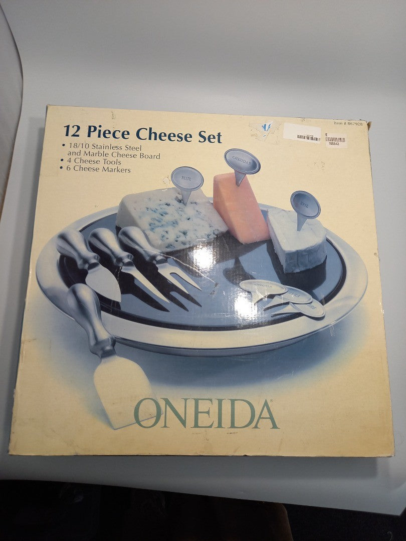 Oneida Cheese Board Set, 12-Piece Marble and Stainless Steel Serveware