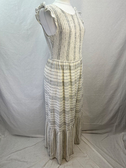 Hush Ivory Black Linen Mix Maxi Dress Size 14 Excellent Condition