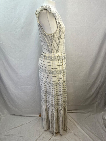 Hush Ivory Black Linen Mix Maxi Dress Size 14 Excellent Condition