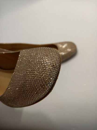 Russell & Bromley Stuart Weitzman, Women's 6.5 Gold Sparkly High Heels Shoes