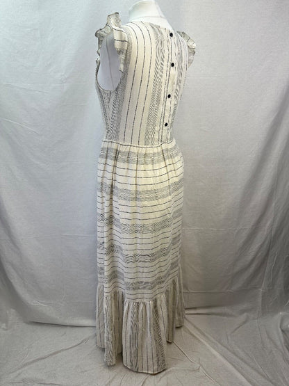 Hush Ivory Black Linen Mix Maxi Dress Size 14 Excellent Condition